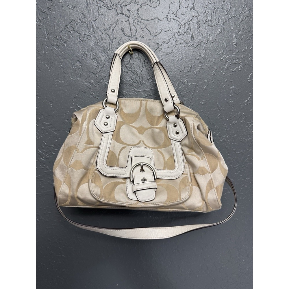 Vintage Y2K Coach Campbell Signature Satchel Rare White/Cream